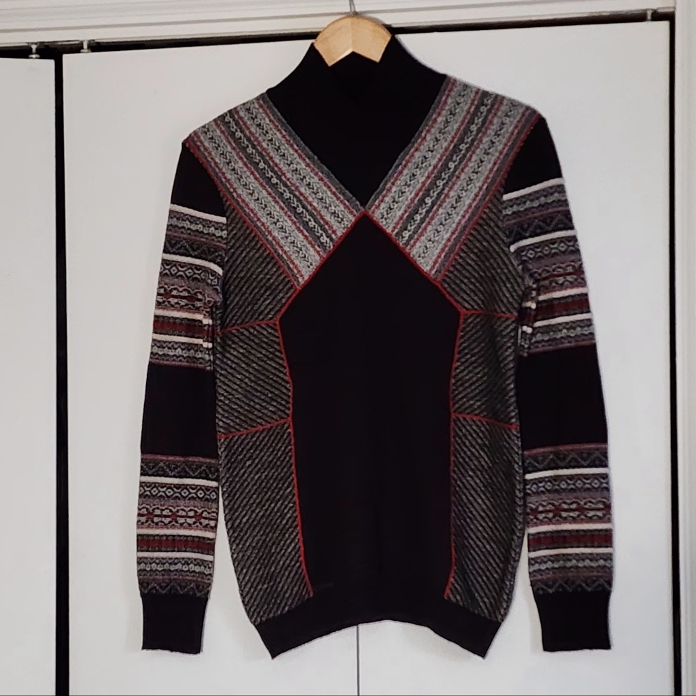 Matthew Williamson Brown and Gray Turtleneck Sweater